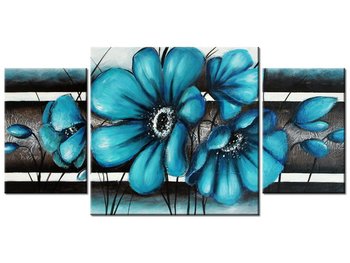 Obraz Turkusowe kwiaty, 3 elementy, 80x40 cm - Oobrazy