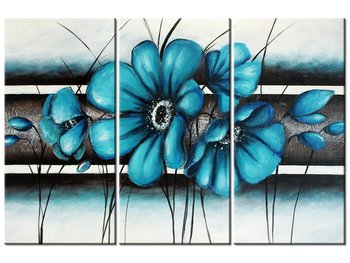 Obraz Turkusowe kwiaty, 3 elementy, 90x60 cm - Oobrazy