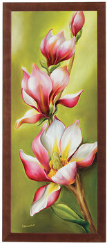 Obraz w drewnianej ramie, 20x50 cm- Różowa magnolia, Anna Korecka - Postergaleria