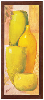 Obraz w drewnianej ramie, 20x50 cm- Zielone wazy, Anna Korecka - Postergaleria