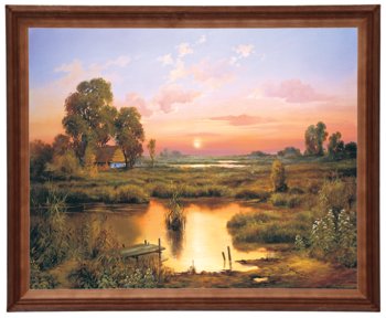 Obraz w drewnianej ramie, 40x50 cm- Moczary zachód słońca, Cezary Różycki - Postergaleria