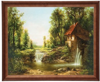 Obraz w drewnianej ramie, 40x50 cm- Stary młyn lato, Zygmunt Konarski - Postergaleria