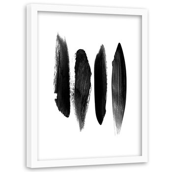 Obraz w ramie białej FEEBY, Abstrakcja Czarno Biały 80x120 - Feeby