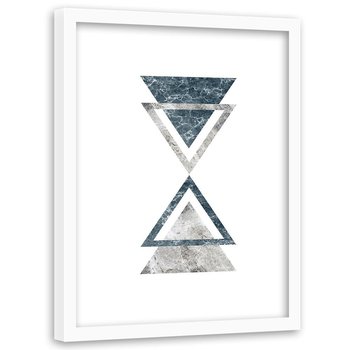 Obraz w ramie białej FEEBY, Abstrakcja marmur trójkąty 60x90 - Feeby