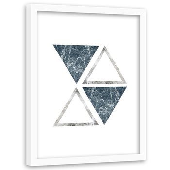 Obraz w ramie białej FEEBY, Abstrakcja marmur trójkąty 80x120 - Feeby