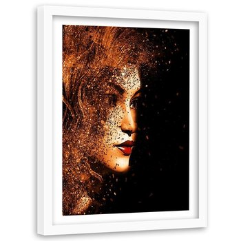 Obraz w ramie białej FEEBY, Abstrakcyjna twarz kobiety, 60x90 cm - Feeby