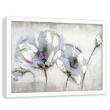 Obraz w ramie białej FEEBY, Akwarela Białe Kwiaty 90x60 - Feeby