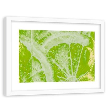 Obraz w ramie białej FEEBY, Bar Limonka Owoc Zielony 60x40 - Feeby
