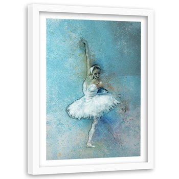 Obraz w ramie białej FEEBY, Biała Baletnica Kobieta 80x120 - Feeby