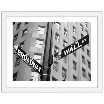 Obraz w ramie białej FEEBY Broadway & Wall Street, 90x60 cm - Feeby