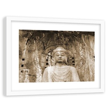 Obraz w ramie białej FEEBY, Budda przed murami świątyni, 60x40 cm - Feeby