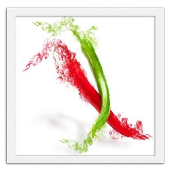 Obraz w ramie białej FEEBY Dwie abstrakcyjne papryczki chili, 60x60 cm - Feeby
