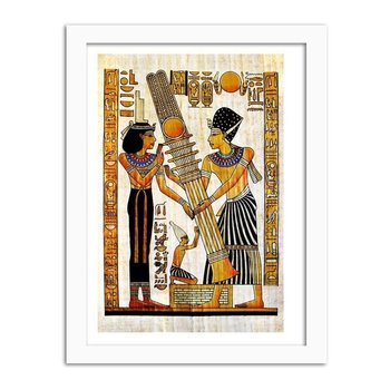Obraz w ramie białej FEEBY Egipskie hieroglify, 80x120 cm - Feeby