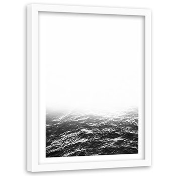 Obraz w ramie białej FEEBY, Fale Morze Czarno Biały 60x90 - Feeby