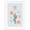 Obraz w ramie białej FEEBY, Kaktus Roślina 70x100 - Feeby