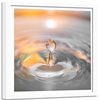 Obraz w ramie białej FEEBY, Kropla wody, 50x50 cm - Feeby