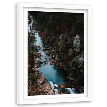 Obraz w ramie białej FEEBY, Las Potok Góry Natura 80x120 - Feeby