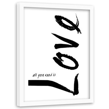 Obraz w ramie białej FEEBY, Love Typografia Napis 60x90 - Feeby