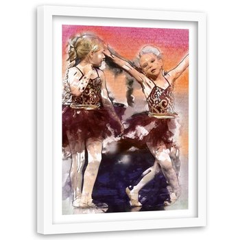 Obraz w ramie białej FEEBY, Małe Baletnice Taniec 60x90 - Feeby