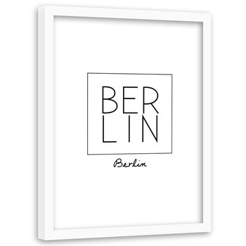 Obraz w ramie białej FEEBY, Napis Berlin 60x90 - Feeby