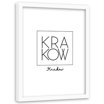 Obraz w ramie białej FEEBY, Napis Kraków 40x60 - Feeby