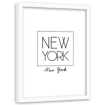 Obraz w ramie białej FEEBY, Napis Nowy Jork 60x90 - Feeby