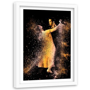 Obraz w ramie białej FEEBY, Para Taniec Złoty 60x90 - Feeby