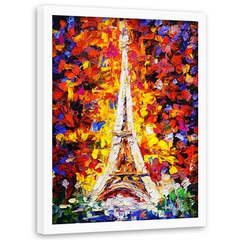 Obraz w ramie białej FEEBY, Paryż Wieża Eiffla kolorowy 40x50 - Feeby