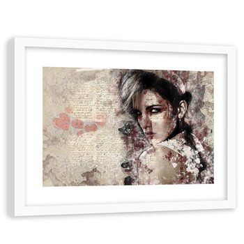 Obraz w ramie białej FEEBY, Piękna kobieta - abstrakcja 60x40 - Feeby