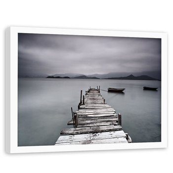 Obraz w ramie białej FEEBY, Pomost nad Jeziorem 90x60 - Feeby