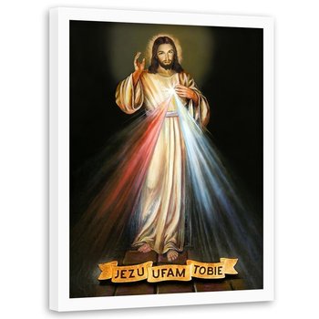 Obraz w ramie białej FEEBY, RELIGIJNY Jezu Ufam Tobie 50x70 - Feeby