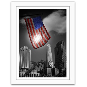 Obraz w ramie białej FEEBY, Stany zjednoczone flaga, 40x50 cm - Feeby