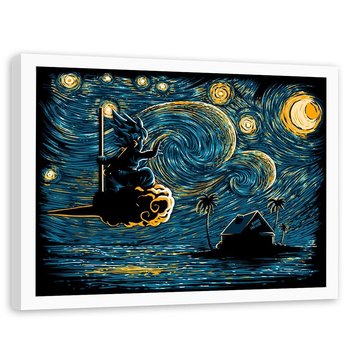 Obraz w ramie białej FEEBY, Van Gogh, Dragon ball, 60x40 cm - Feeby