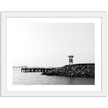 Obraz w ramie białej FEEBY, Wieża widokowa na brzegu, 50x40 cm - Feeby