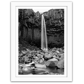 Obraz w ramie białej FEEBY, Wodospad wśród skał, 50x70 cm - Feeby