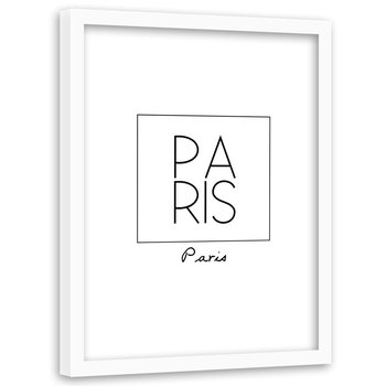 Obraz w ramie białej FEEBY, z Napisem Paryż czarno biały 40x60 - Feeby