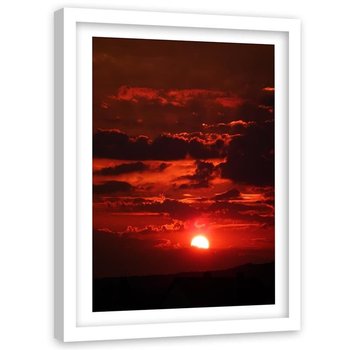 Obraz w ramie białej FEEBY, Zachód Słońca czerwony 40x50 - Feeby