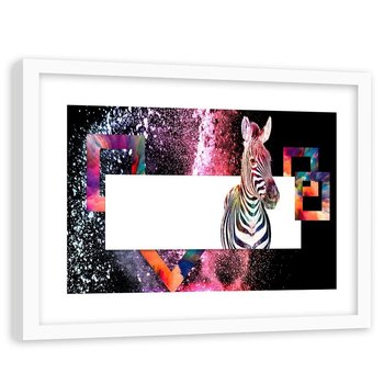 Obraz w ramie białej FEEBY, Zebra Zwierzęta 60x40 - Feeby