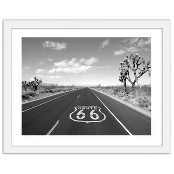 Obraz w ramie białej FEEBY, Znak poziomy US 66, 50x40 cm - Feeby