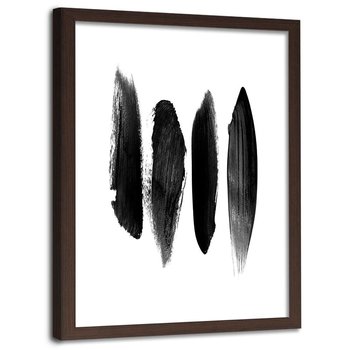 Obraz w ramie brązowej FEEBY, Abstrakcja Czarno Biały 60x90 - Feeby