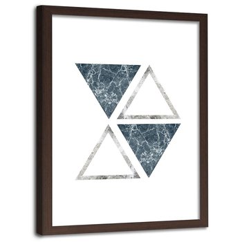Obraz w ramie brązowej FEEBY, Abstrakcja marmur trójkąty 40x60 - Feeby