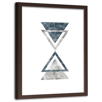 Obraz w ramie brązowej FEEBY, Abstrakcja marmur trójkąty 80x120 - Feeby