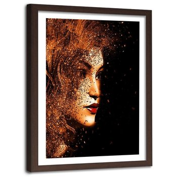 Obraz w ramie brązowej FEEBY, Abstrakcyjna twarz kobiety, 60x90 cm - Feeby