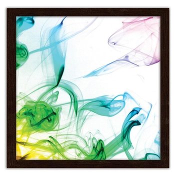 Obraz w ramie brązowej FEEBY Abstrakcyjny kolorowy dym, 70x70 cm - Feeby