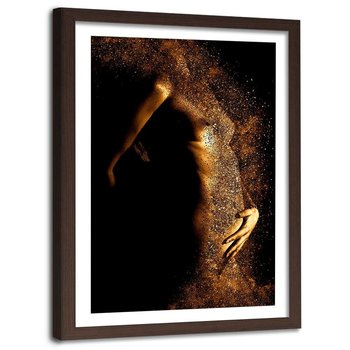 Obraz w ramie brązowej FEEBY, Akt Kobieta Złoty Pył 60x90 - Feeby