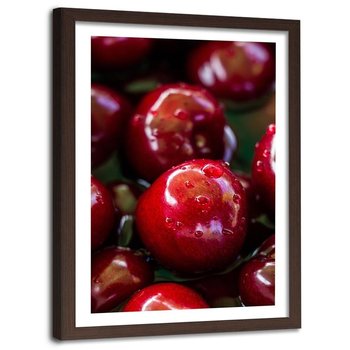 Obraz w ramie brązowej FEEBY, Czereśnie Owoce Czerwony 40x60 - Feeby