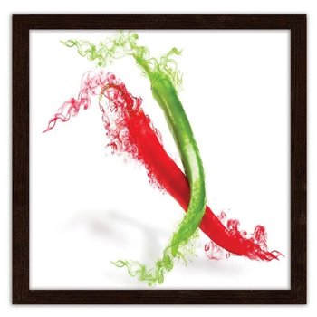 Obraz w ramie brązowej FEEBY Dwie abstrakcyjne papryczki chili, 70x70 cm - Feeby