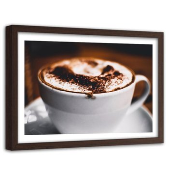 Obraz w ramie brązowej FEEBY, Kawa Latte Filiżanka brązowy 60x40 - Feeby