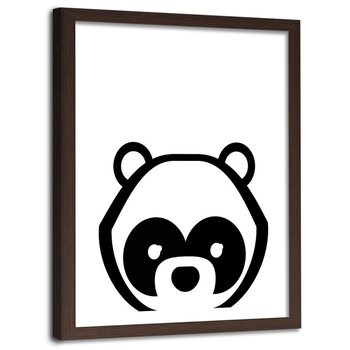 Obraz w ramie brązowej FEEBY, Panda Miś Zwierzęta 60x90 - Feeby