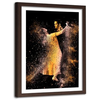Obraz w ramie brązowej FEEBY, Para Taniec Złoty 60x90 - Feeby